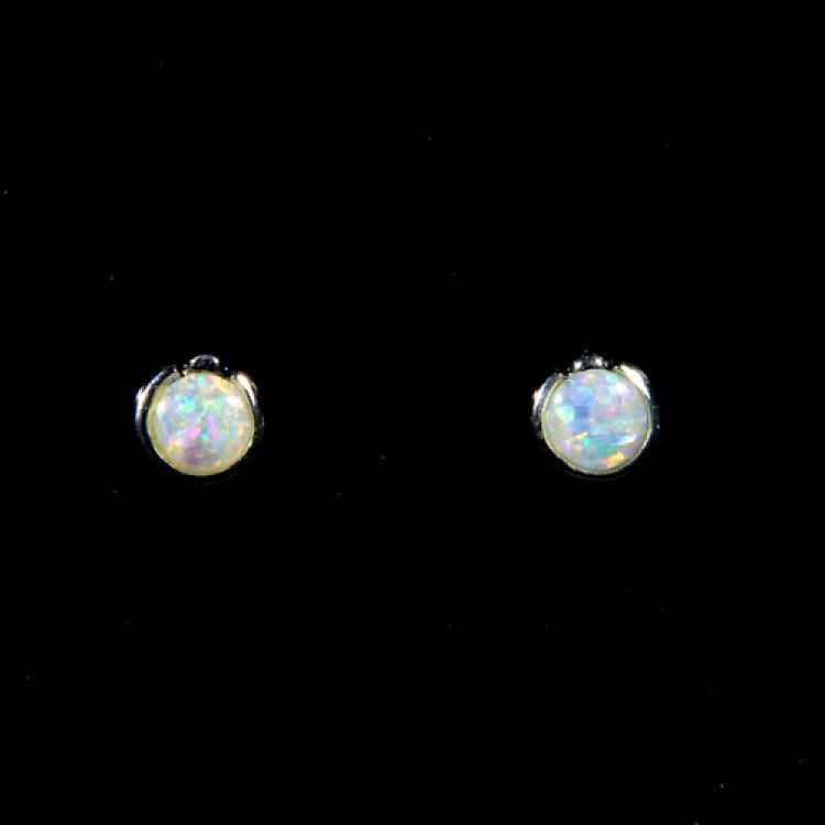Colorful Light Opals in Sterling Silver Stud Earrings