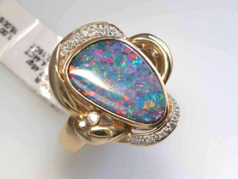Opal Jewellery, Ring Gold Boulder Opal