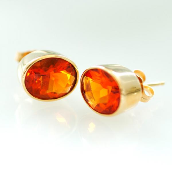 Opal Jewellery, Studs, Earrings, Gold Fire Opal