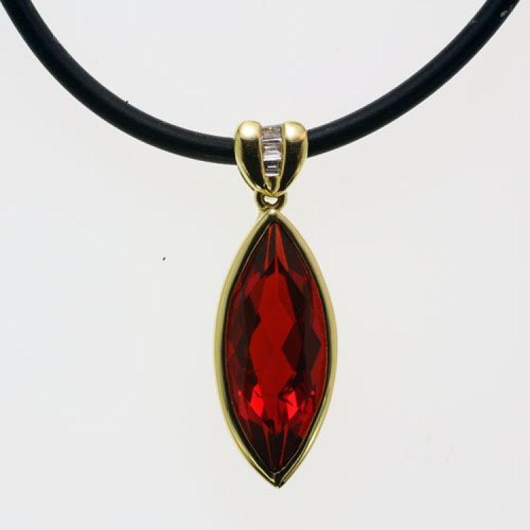 Yellow Gold Fire Opal Pendant