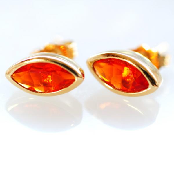 Opal Jewellery, Studs, Earrings, Gold Fire Opal