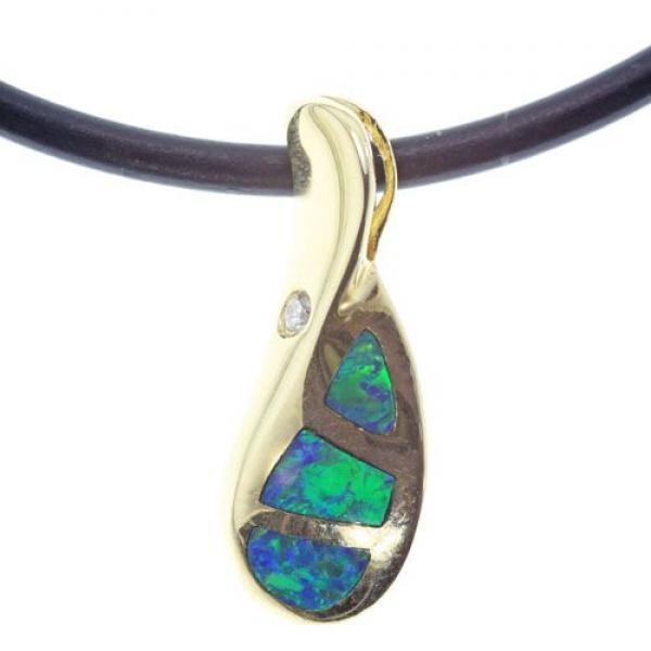 Anhänger Gold Opalinlay, Opalschmuck, Gold