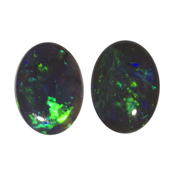 Stunning Black Opal Pair with Blue-Green Play of Color