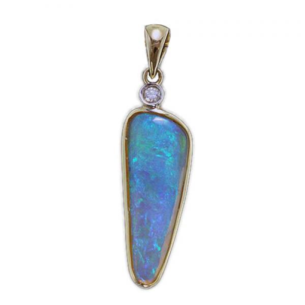 Pendant Gold Light Opal, Opal Jewellery