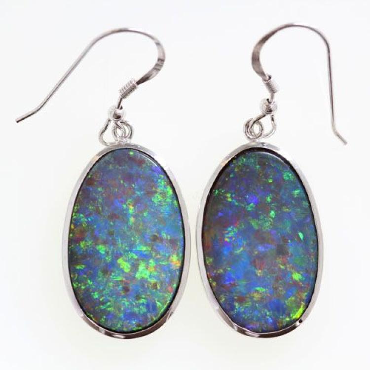 Opal doublet drop earrings, earrings silver, Opaldoublett