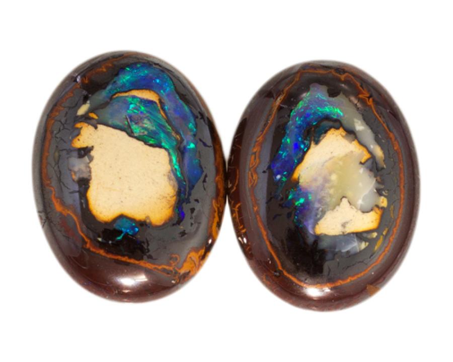 Yowah Nut Opal Pair with Deep Blue Play-of-Color