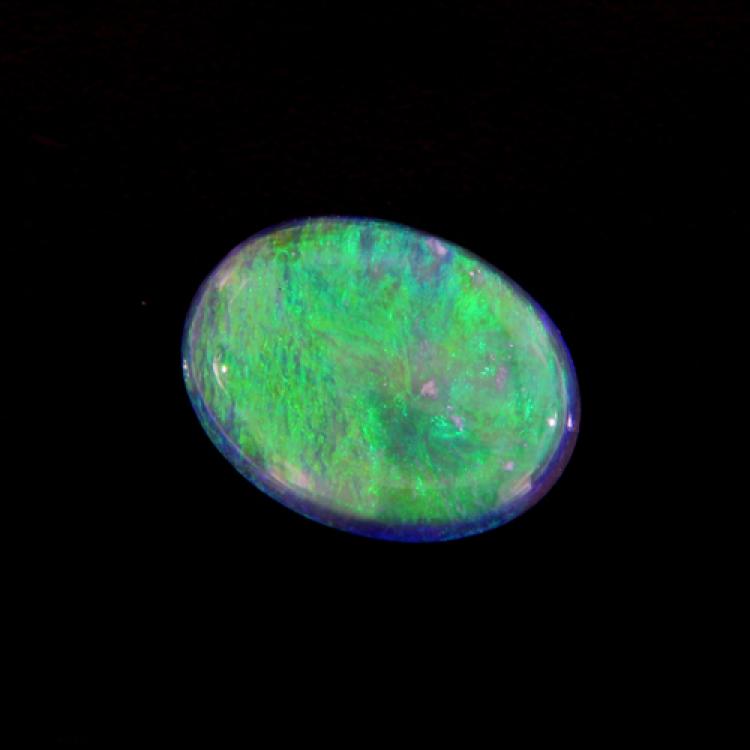 Oval Black Opal with Lively Green Play-of-Color