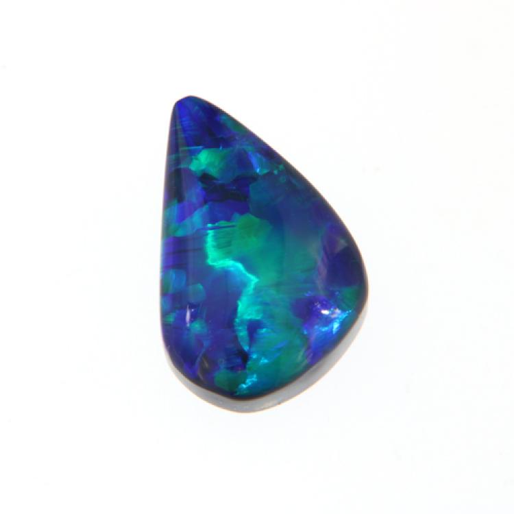 Natural Black Opal with Bright Blue-Green Play-of-Color