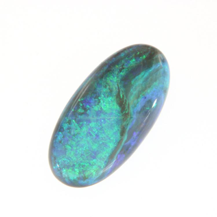 Oval Black Opal with Lively Green Play-of-Color