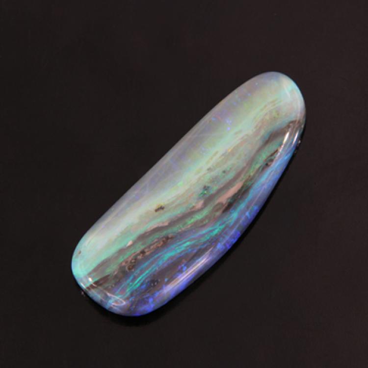 Natural Black Opal with Blue and Green Play-of-Color
