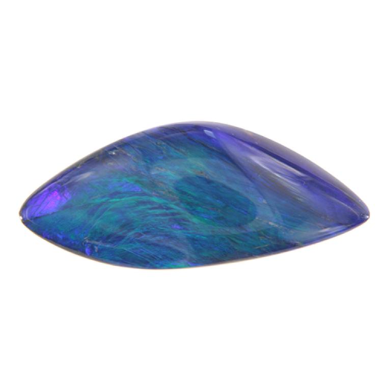 Natürlicher Schwarzopal mit leuchtend blau-grünem Farbspiel