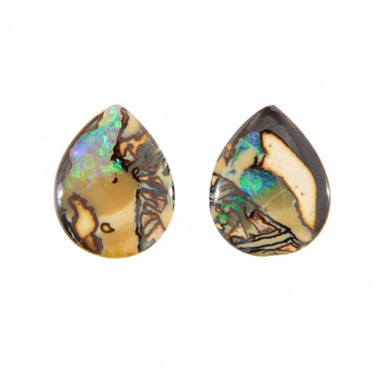 Pear-Shaped Yowah Nut Opal Pair