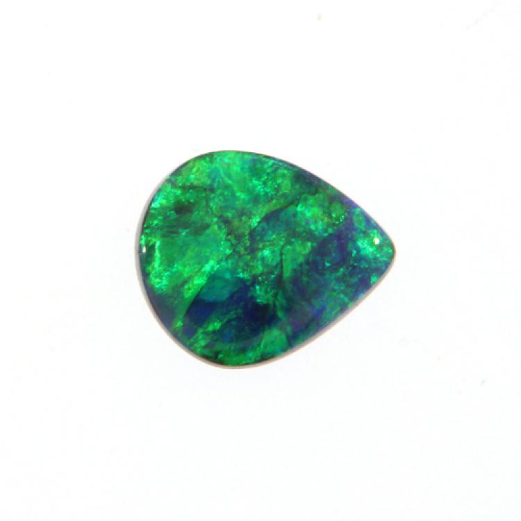 Pear-Shaped Black Opal with Green Play-of-Color