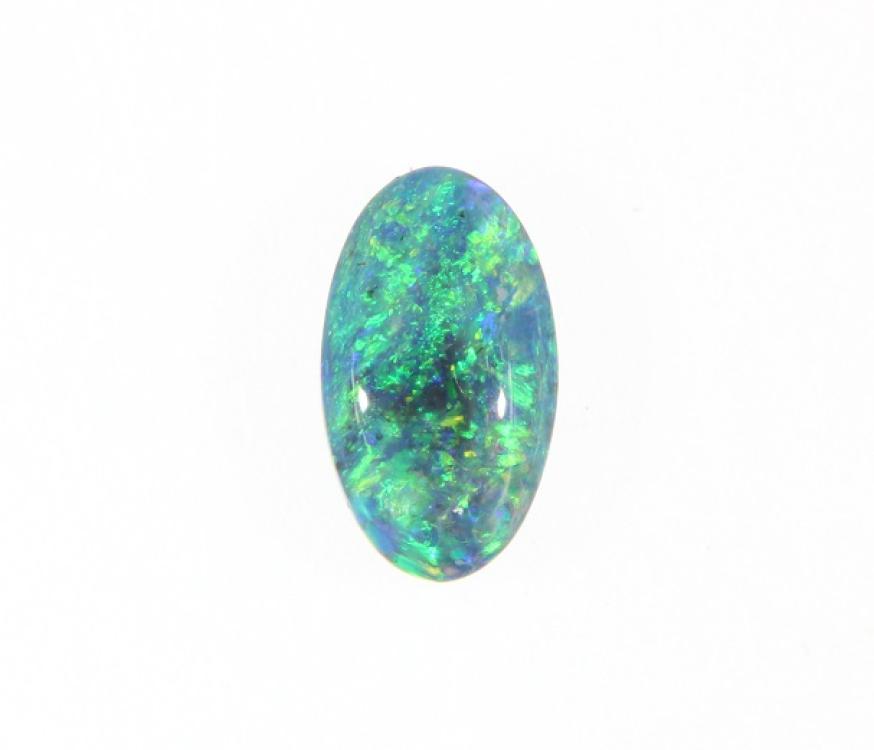 Oval Black Opal with Lively Green Play-of-Color