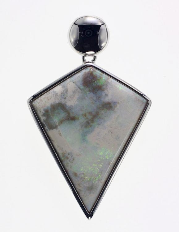 Kite-Shaped Opal Matrix and Sterling Silver Pendant