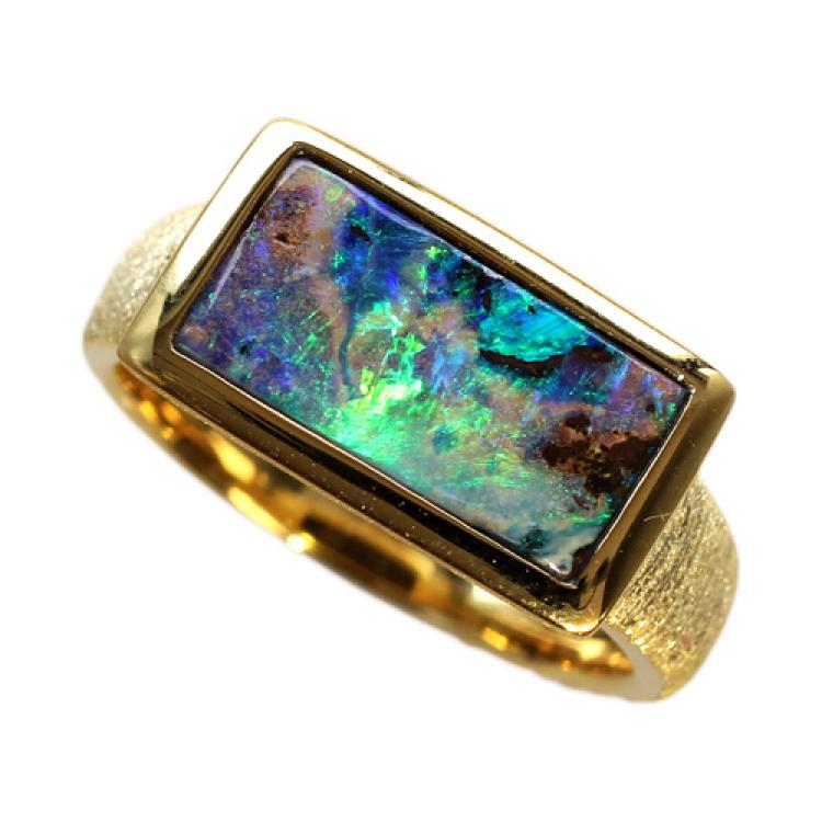 Boulder Opal in Gold-Plated Silver Ring