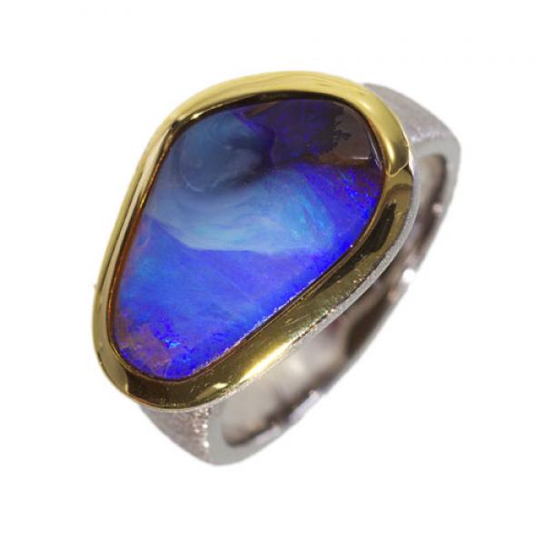 Blue Boulder Opal in Sterling Silver Ring