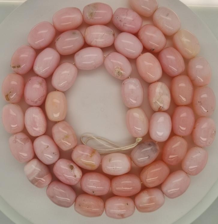 Necklace with natural pink opal