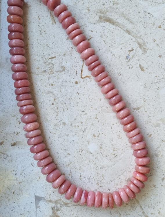 Necklace with natural pink opal