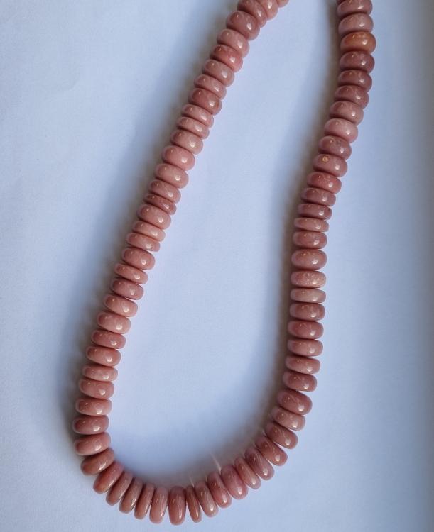 Necklace with natural pink opal