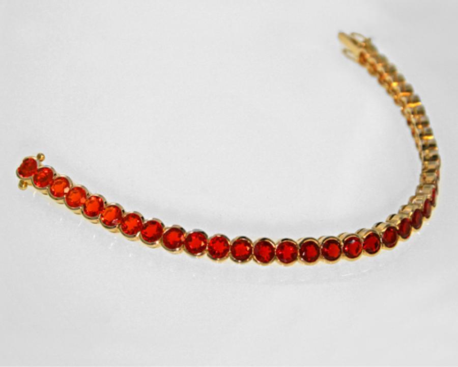 Faceted Mexican Fire Opals in 18k Yellow Gold Bracelet