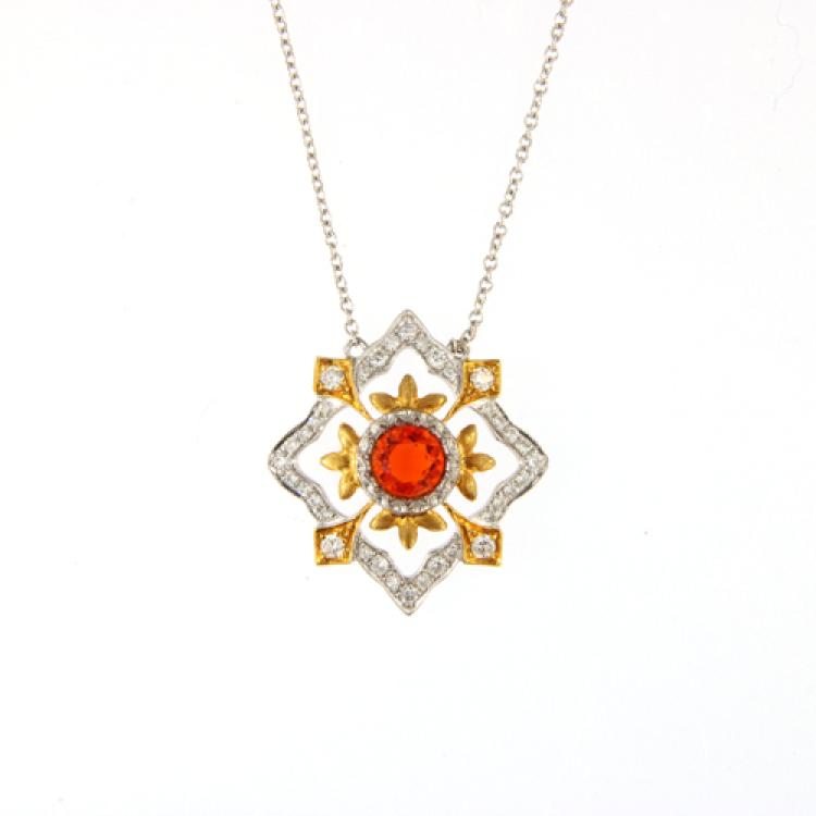 Collier Yellow Gold Fire Opal, Opal Jewellery