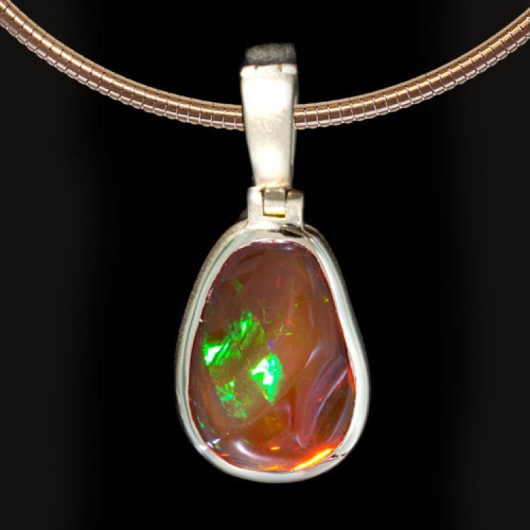 Yellow Gold Fire Opal Pendant