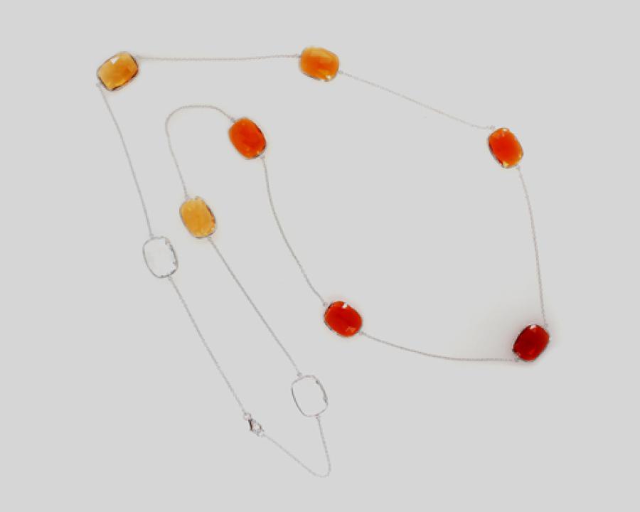 Collier White Gold Fire Opal, Opal Jewellery
