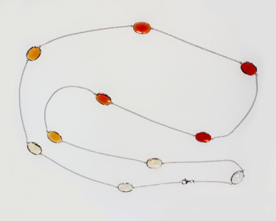 Collier White Gold Fire Opal, Opal Jewellery