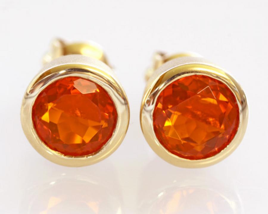 Opal Jewellery, Studs, Earrings, Gold Fire Opal