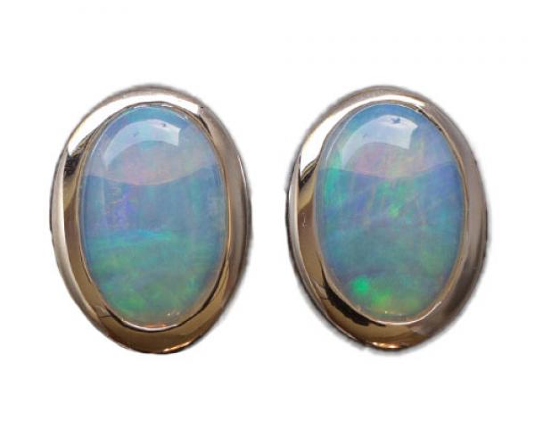 Opal Jewellery, Studs, Earrings, Gold Light Opal