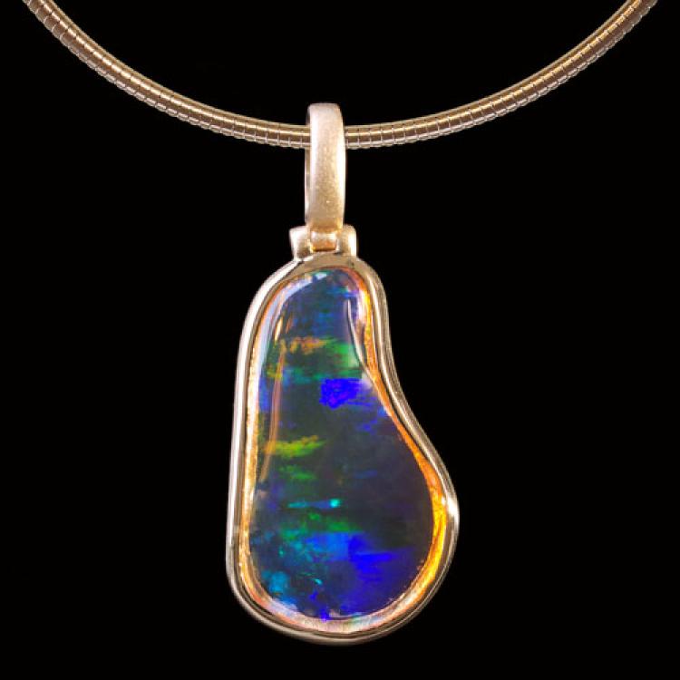 Yellow Gold Water Opal Pendant