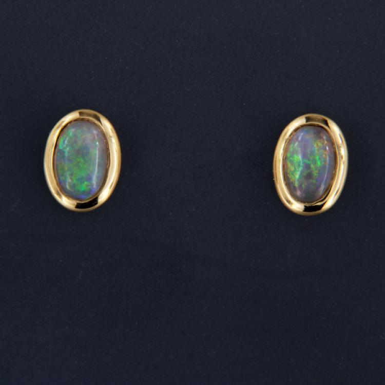 Opal Jewellery, Studs, Earrings, Gold Black Opal