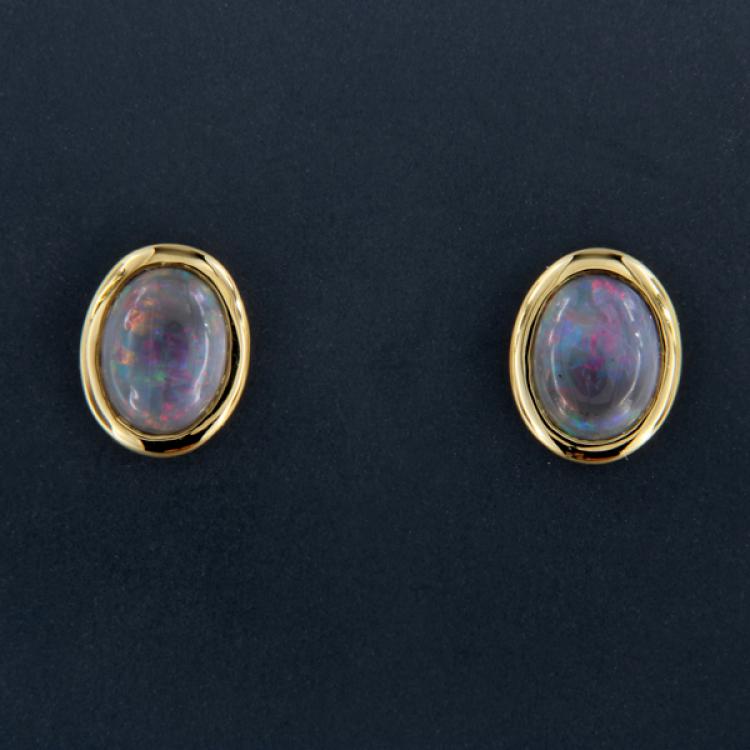 Opal Jewellery, Studs, Earrings, Gold Black Opal