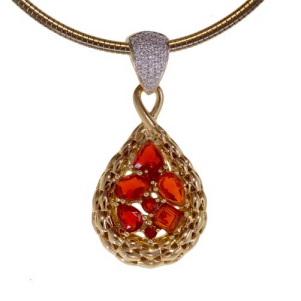 Opal Jewellery, Pendant Gold Fire  Opal