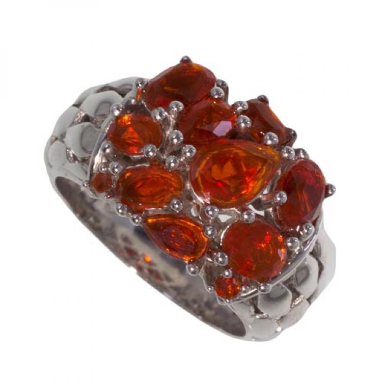 whitegold ring w/fireopal