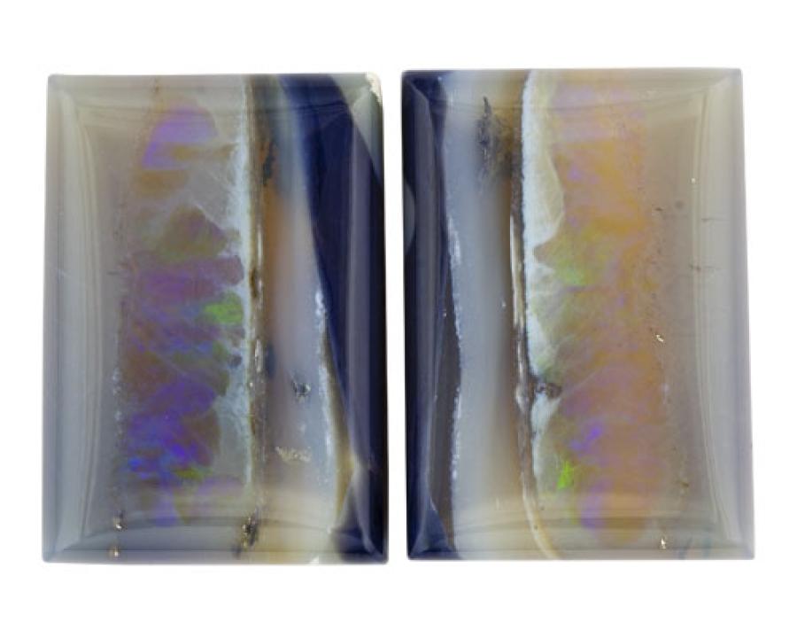 Rectangular Black Opal Pair