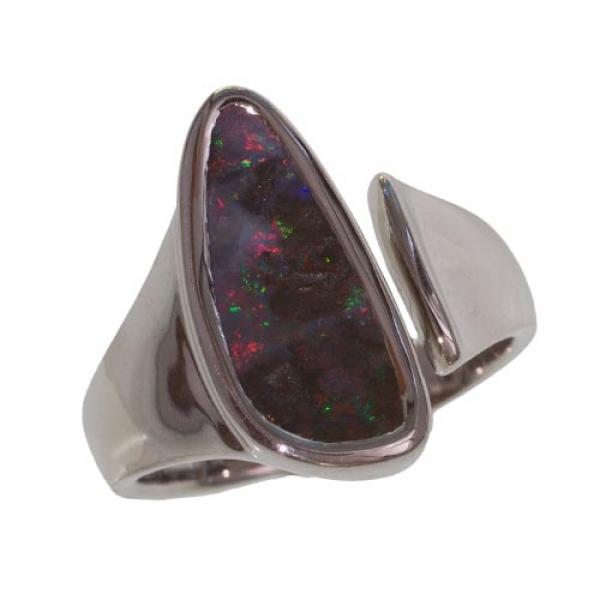 Australian Boulder Opal in Sterling Silver Ring