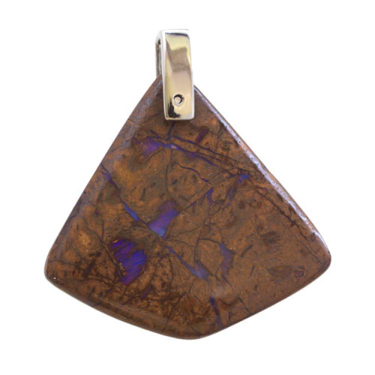 Boulderopal mit blauen Adern in einem Sterlingsilber-Anhänger
