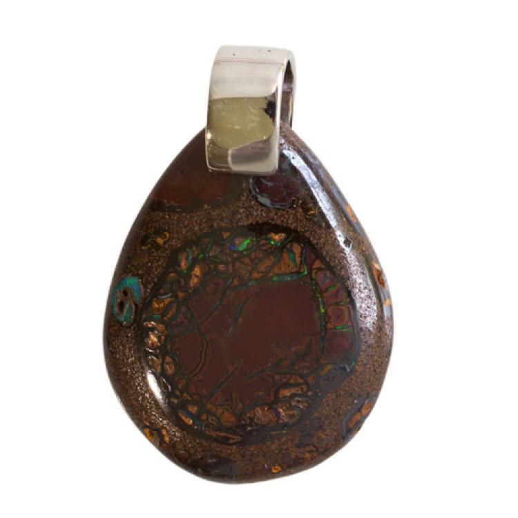 Large Yowah Nut Opal Pendant with Unique Color Pattern