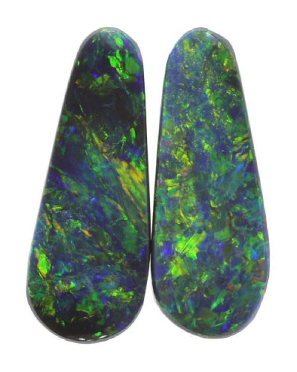 Black Opal Pair with Striking Color Pattern