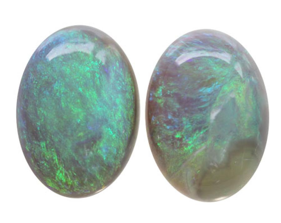 Black Opal Pair with Antique Triangle Cut