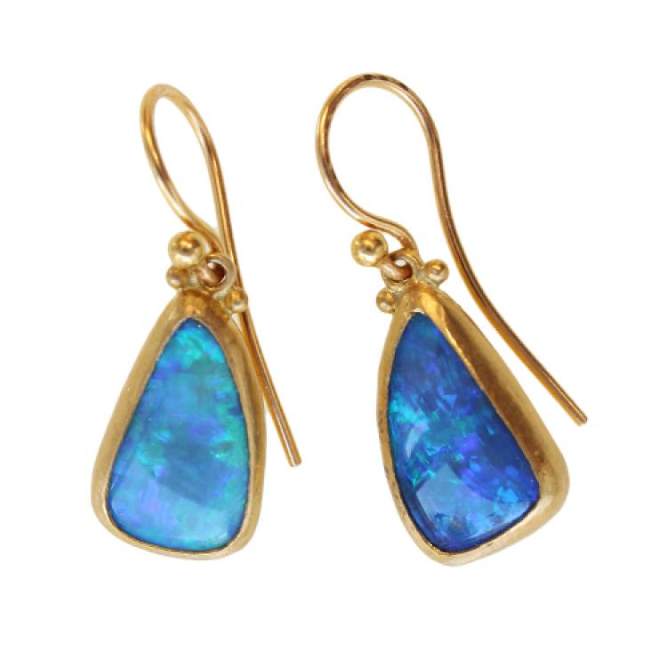 Crystal Opal Drop Earrings in 24k Yellow Gold