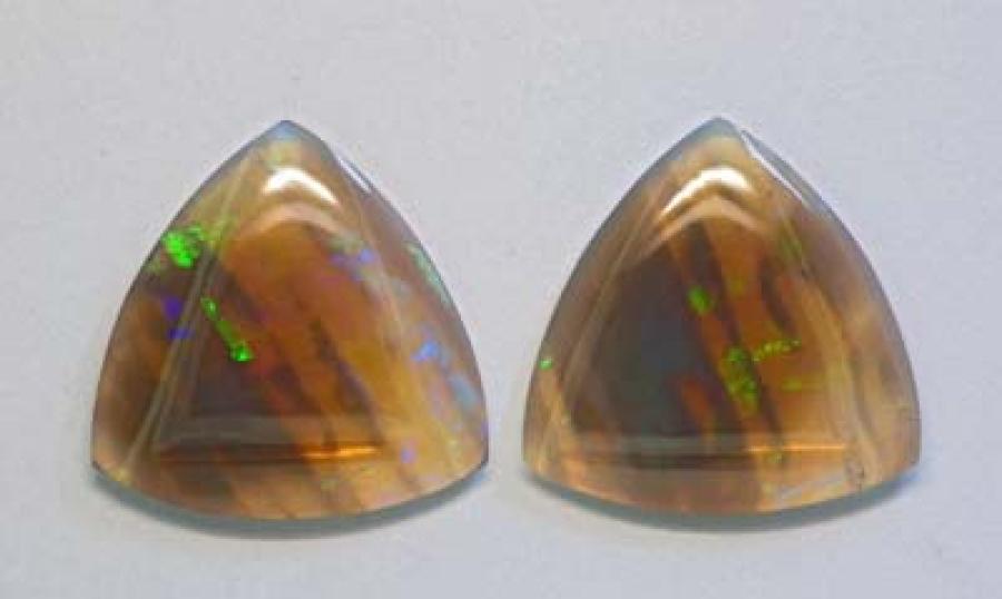Black Opal Pair with Antique Triangle Cut