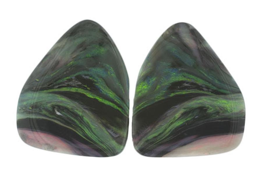 Large Black Opal Pair with Striking Color Pattern