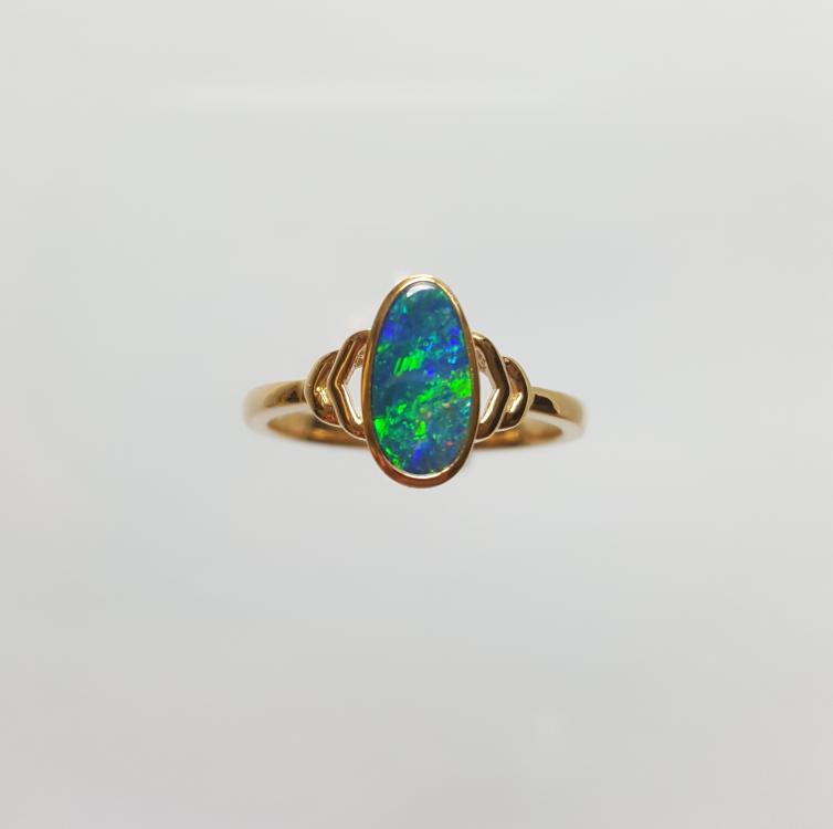 Opaldubletten-Ring in 585er Gelbgold