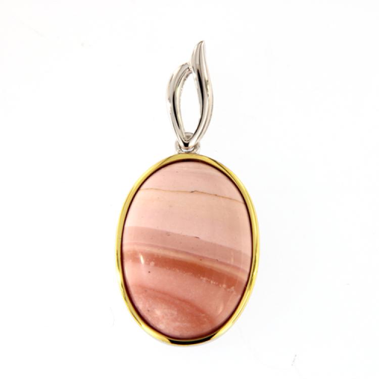 Sterling Silver Salmon Opal Pendant