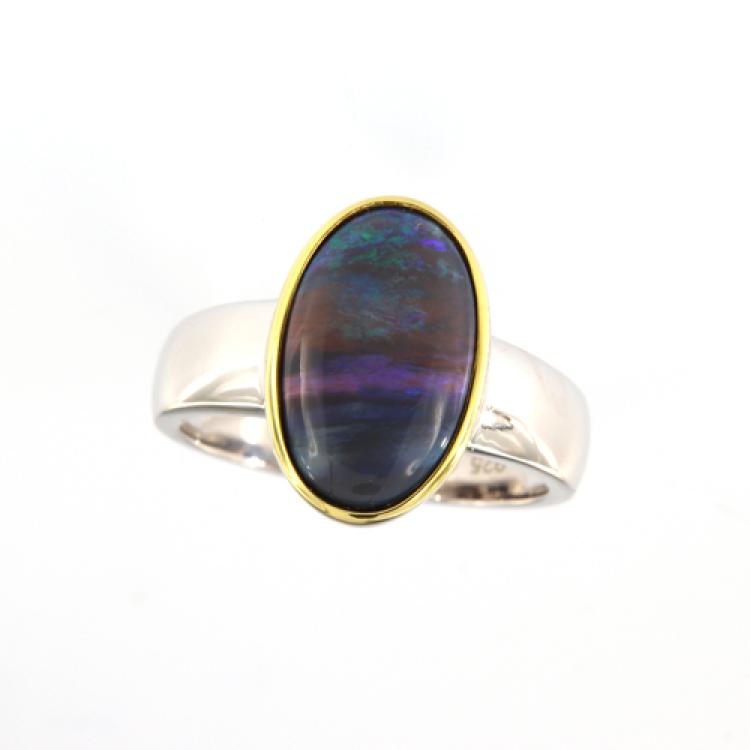 Silver Black Opal Ring, Opal Jewellery