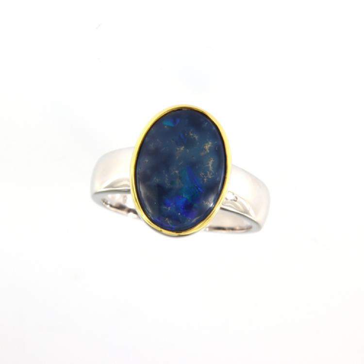 Silver Black Opal Ring, Opal Jewellery