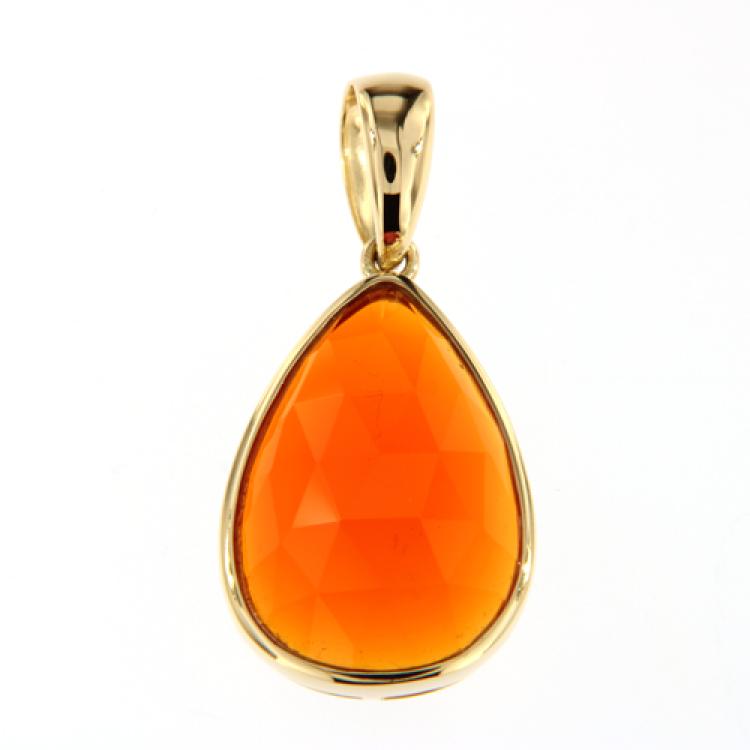 Yellow Gold Fire Opal Pendant